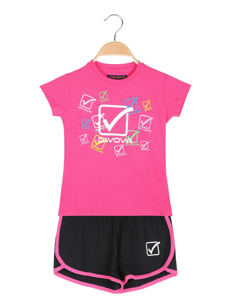 Completo corto 2 pezzi da bambina - fucsia