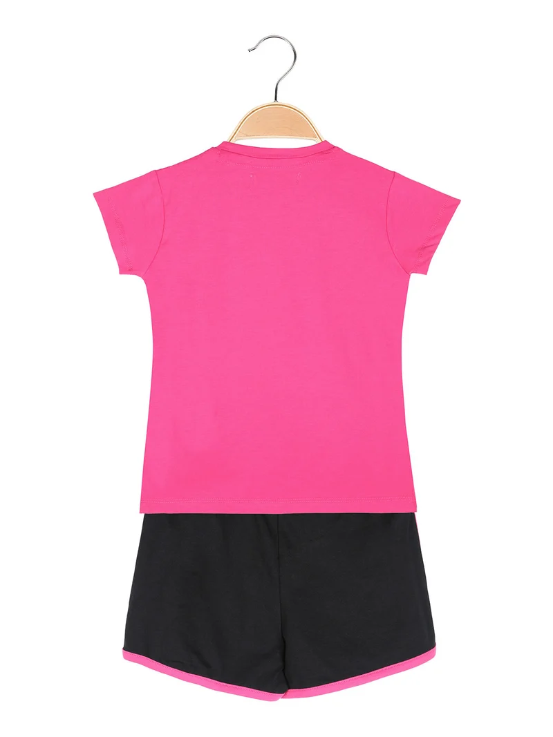 Completo corto 2 pezzi da bambina - fucsia