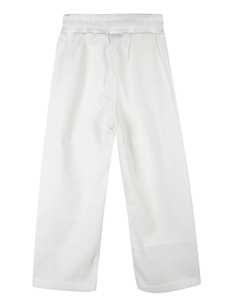 Pantaloni pesanti da bambina con spacco sul finale - bianco