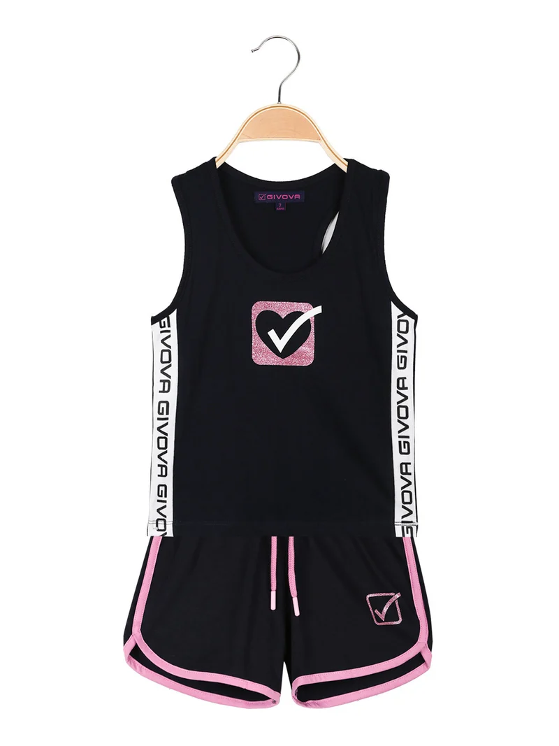 Completo smanicato sportivo da bambina - blu scuro