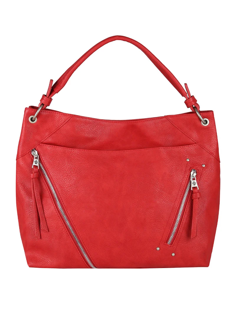 Borsa hobo da donna in ecopelle - rosso
