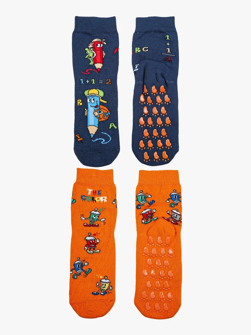 Confezione da 2 paia di calze antiscivolo da bambino - blu