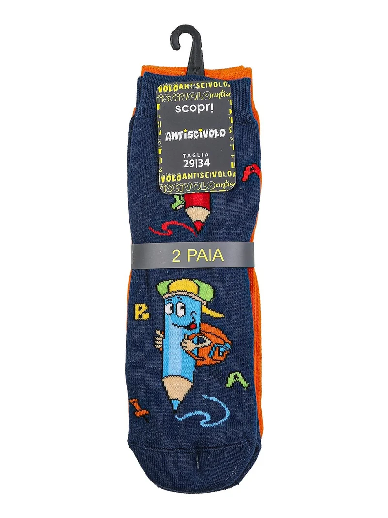 Confezione da 2 paia di calze antiscivolo da bambino - blu