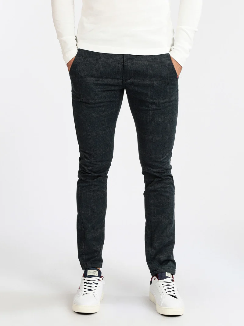 Pantaloni casual da uomo a quadri - blu