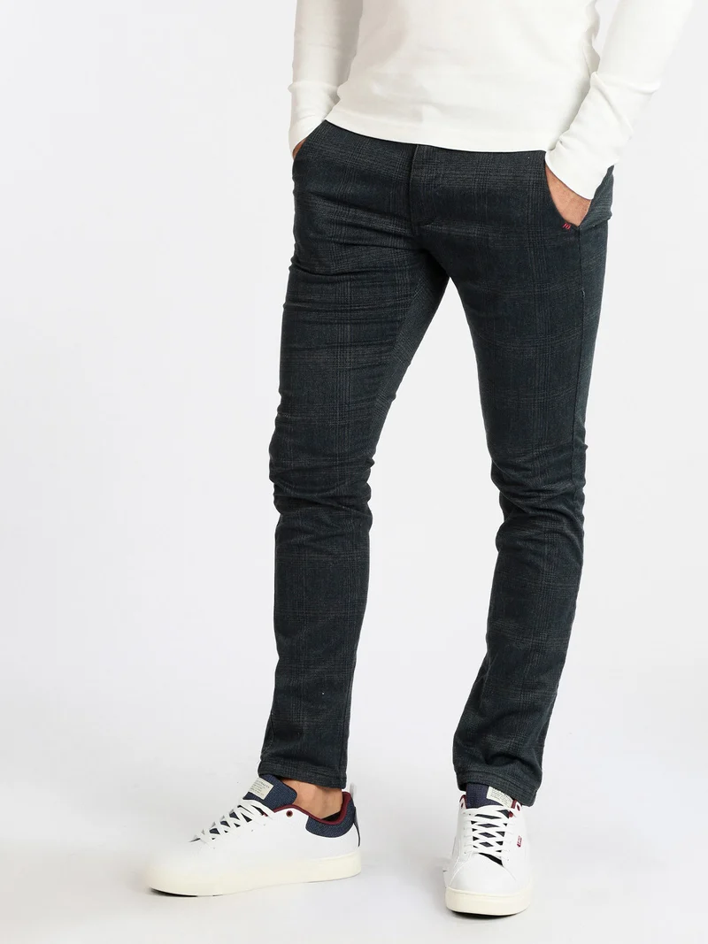 Pantaloni casual da uomo a quadri - blu