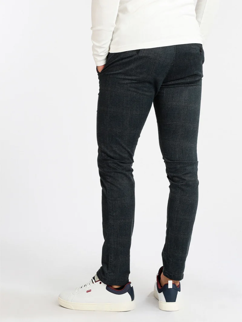 Pantaloni casual da uomo a quadri - blu
