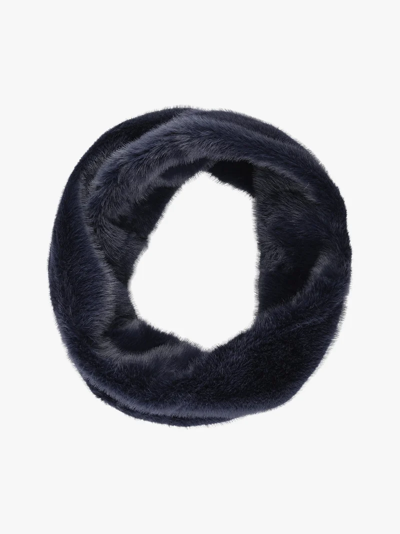 Sciarpa donna ad anello in pelliccia sintetica - blu scuro