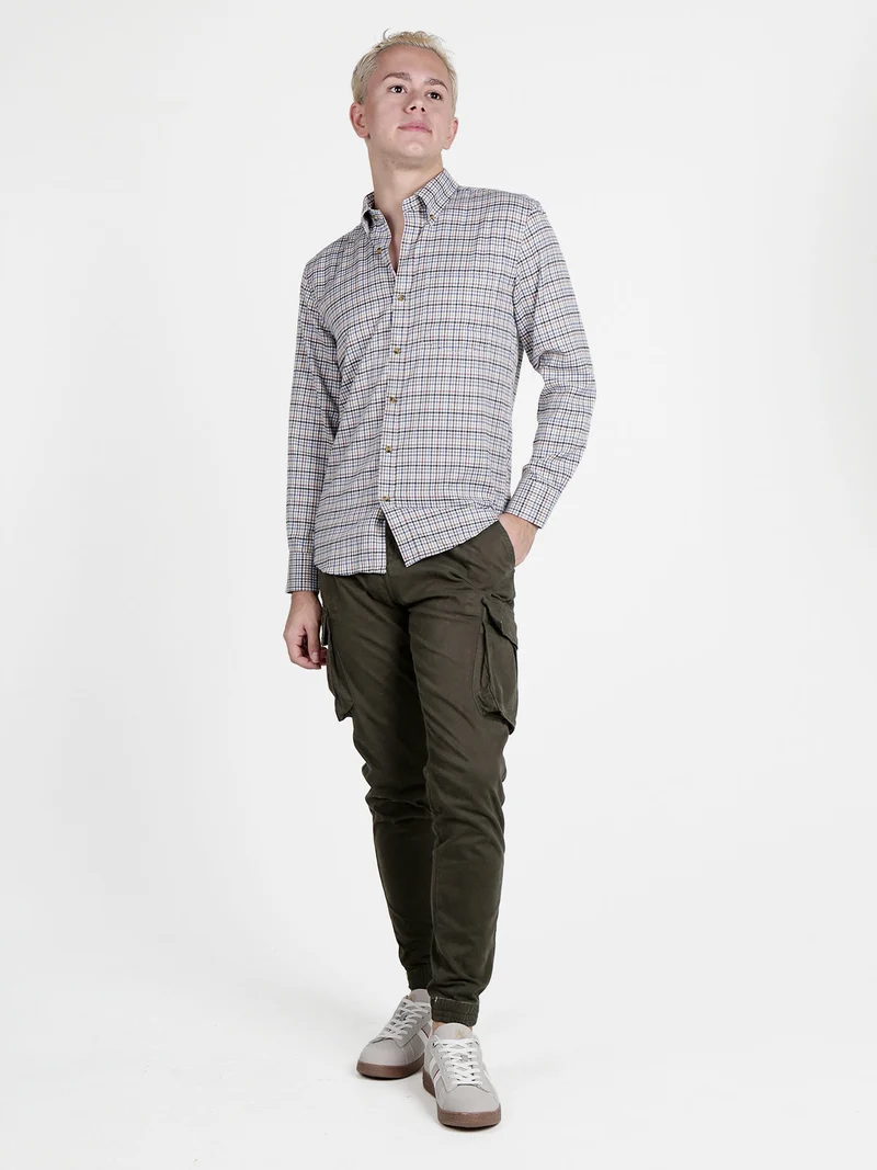 Pantaloni da uomo con tasconi laterali e coulisse - militare