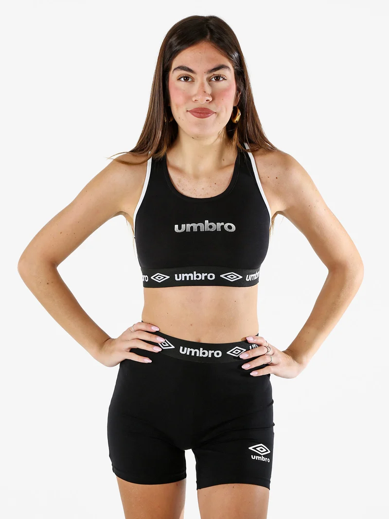 Top sportivo da donna con logo in cotone elasticizzato - bianco