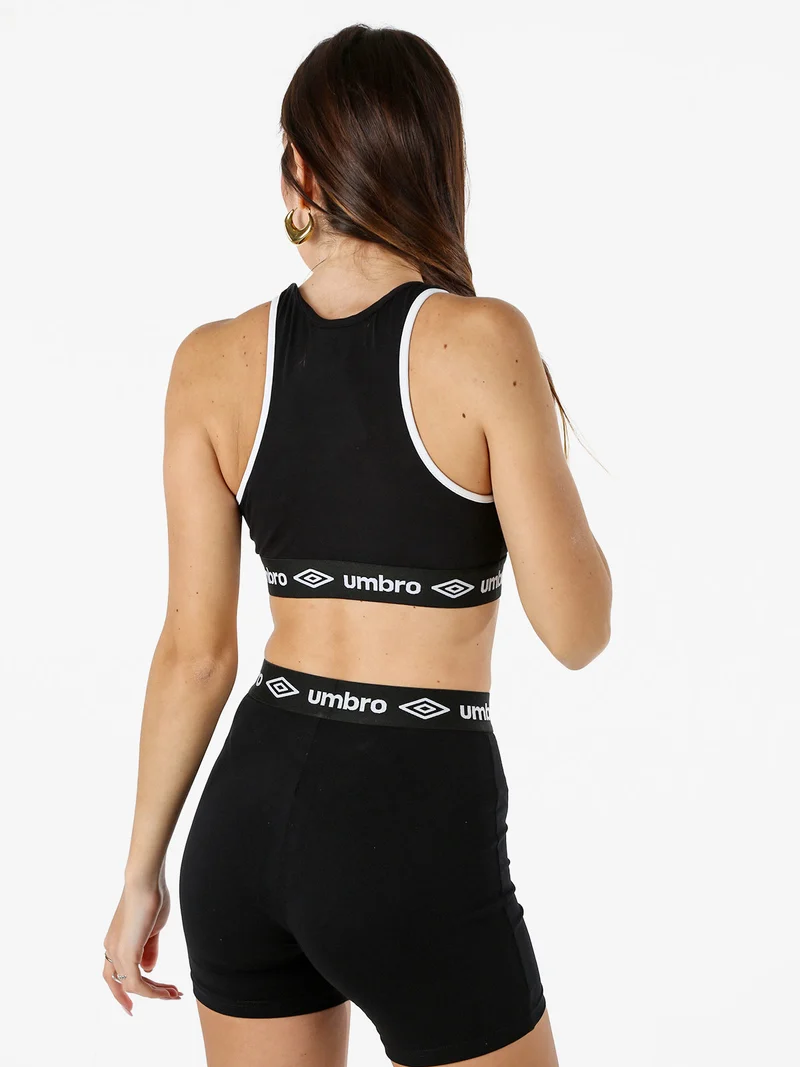 Top sportivo da donna con logo in cotone elasticizzato - bianco