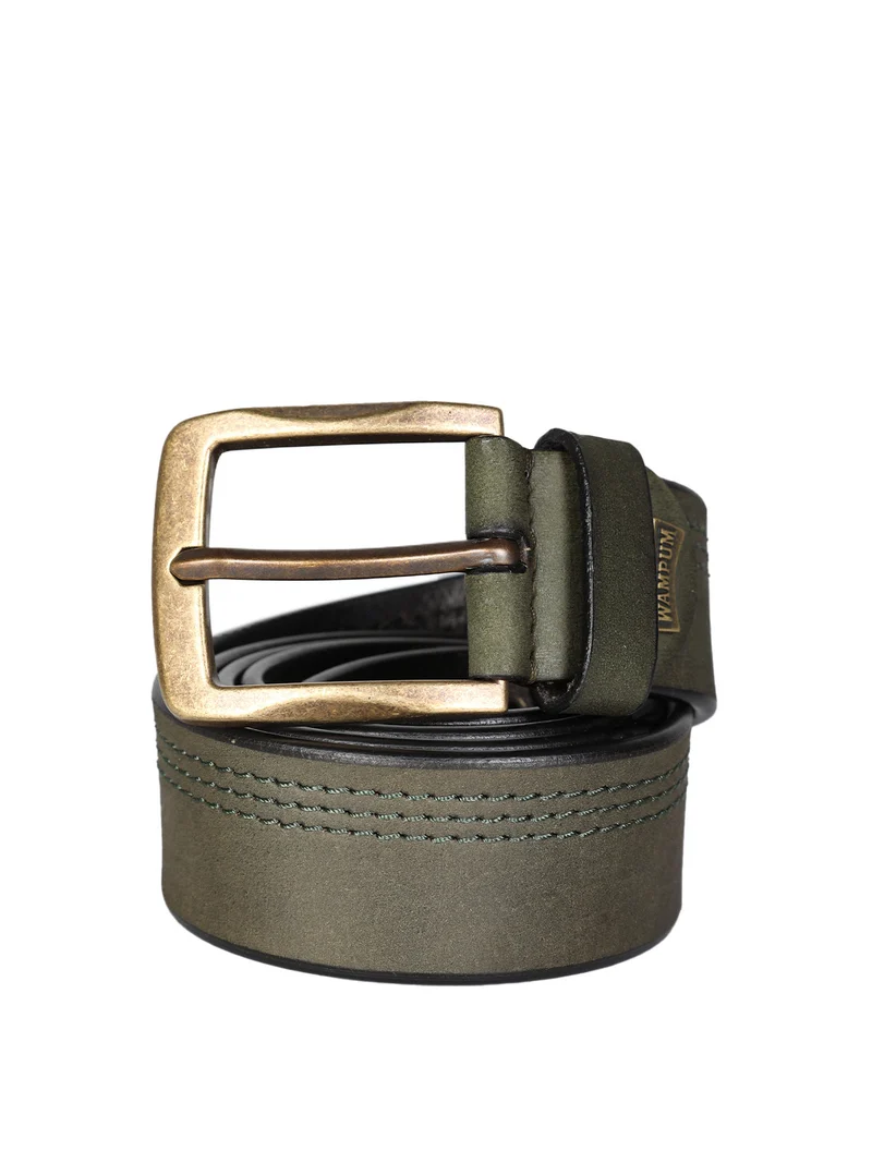 Cintura in pelle liscia da uomo - verde