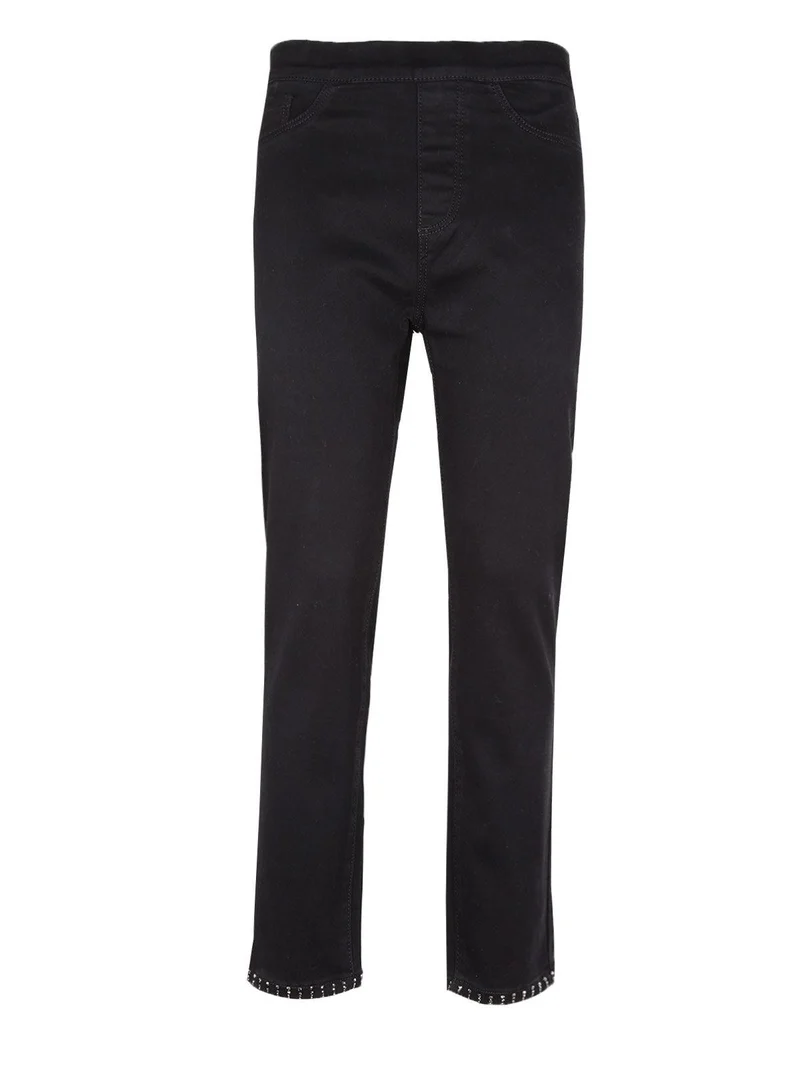 Jeggings donna neri con strass - nero