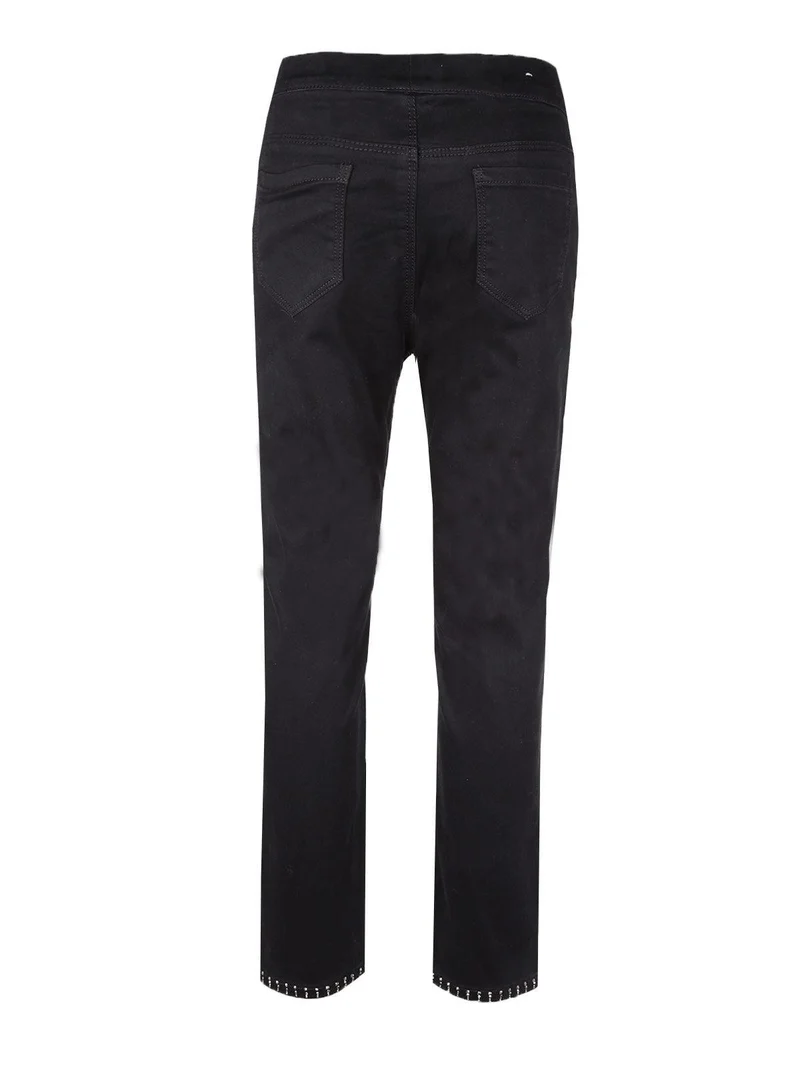 Jeggings donna neri con strass - nero