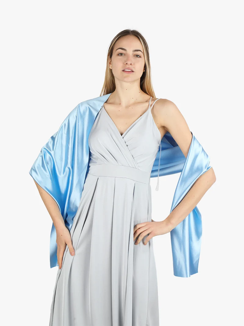 Stola effetto raso per abiti - azzurro
