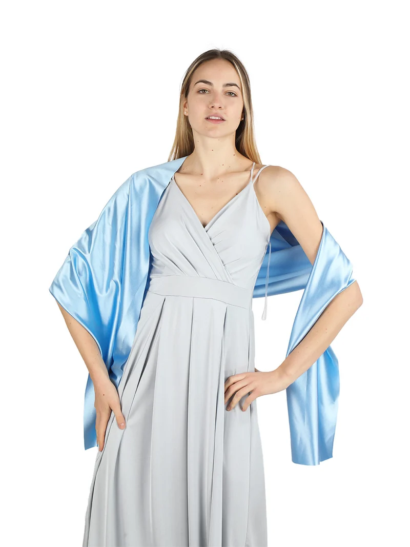 Stola effetto raso per abiti - azzurro