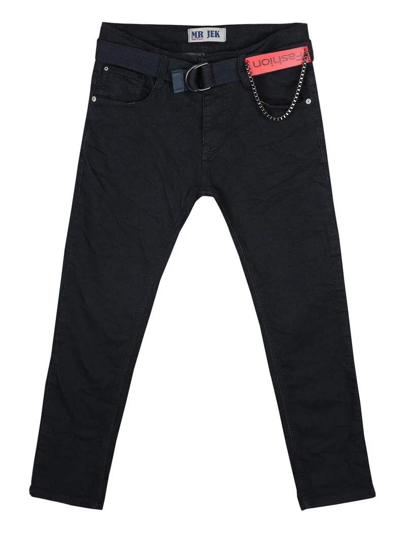 Pantaloni di cotone con cintura - blu