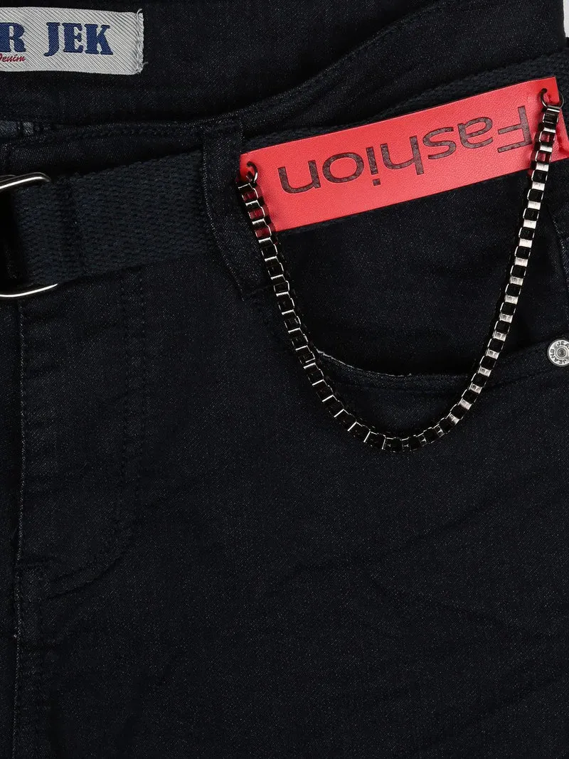 Pantaloni di cotone con cintura - blu