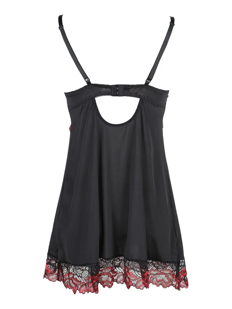Baby doll con pizzo + perizoma - rosso
