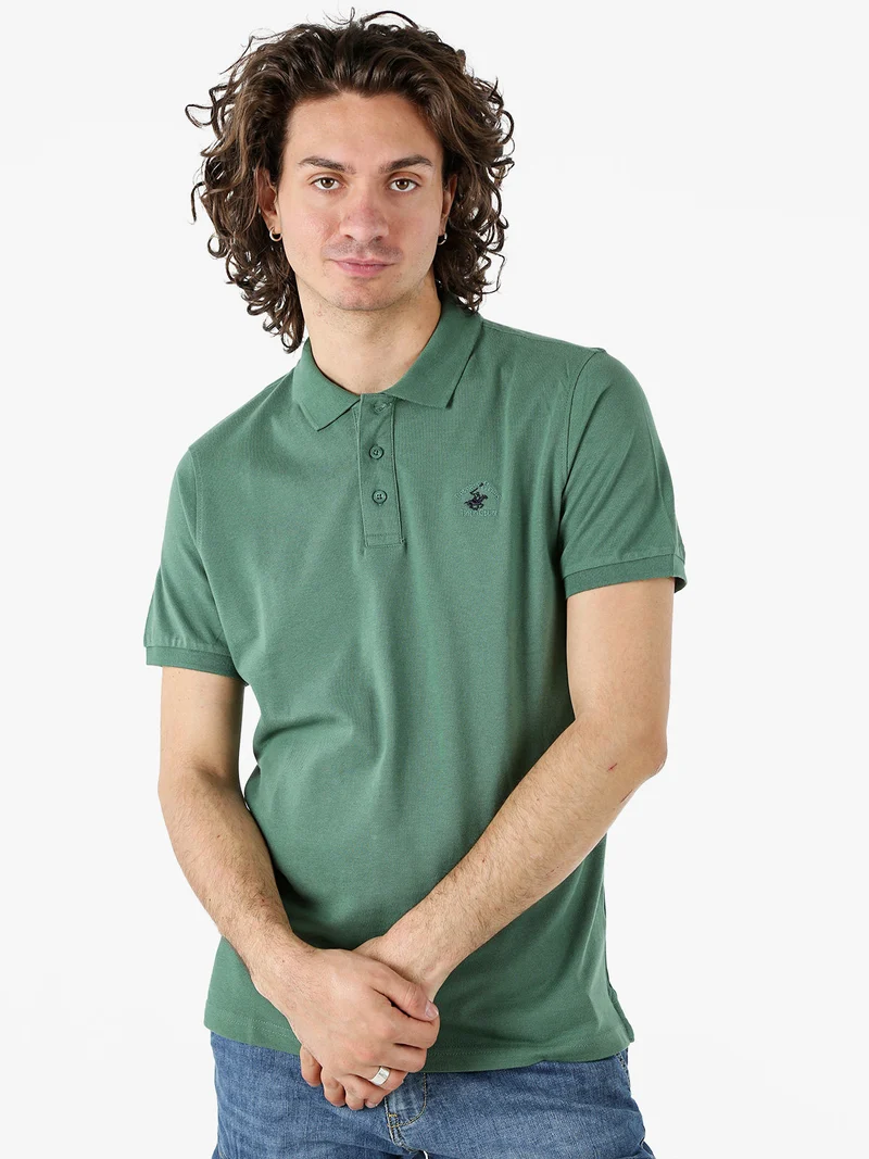 Polo da uomo in cotone a maniche corte - verde scuro