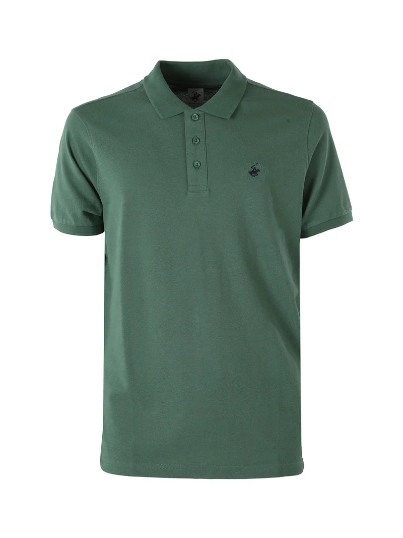 Polo da uomo in cotone a maniche corte - verde scuro