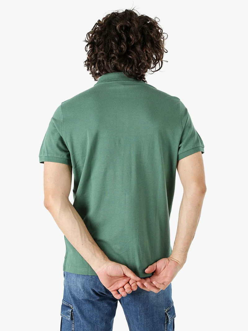 Polo da uomo in cotone a maniche corte - verde scuro