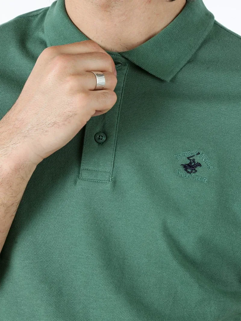 Polo da uomo in cotone a maniche corte - verde scuro
