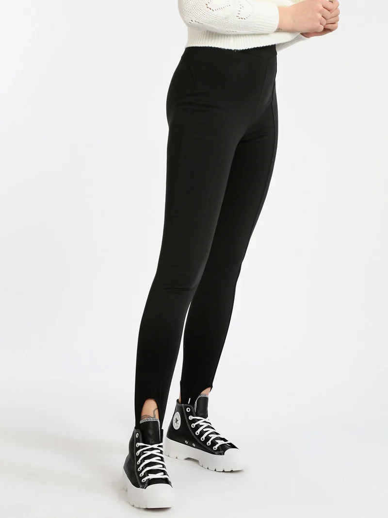 Leggings donna con staffe - nero