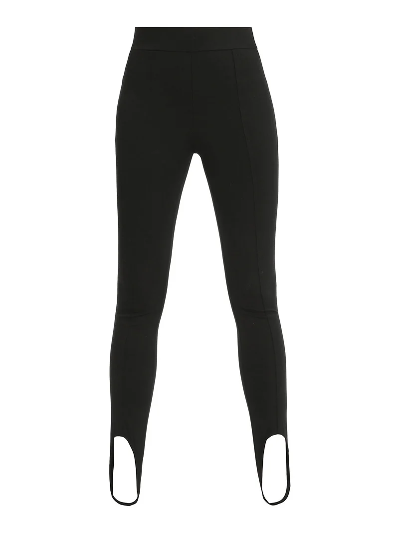 Leggings donna con staffe - nero