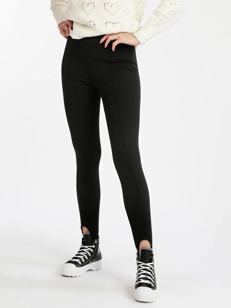Leggings donna con staffe - nero