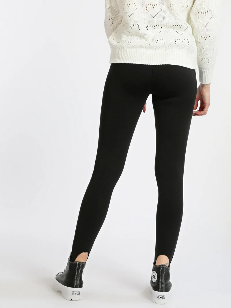 Leggings donna con staffe - nero
