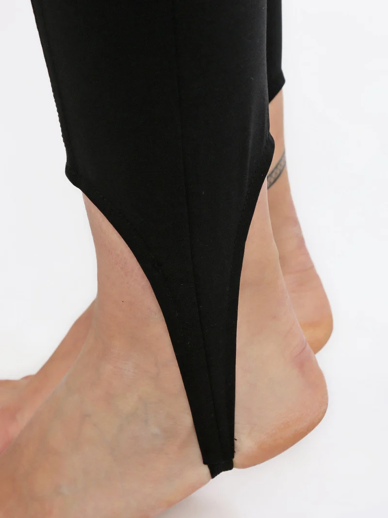 Leggings donna con staffe - nero