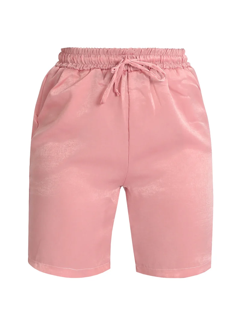 Shorts morbidi donna effetto raso - rosa