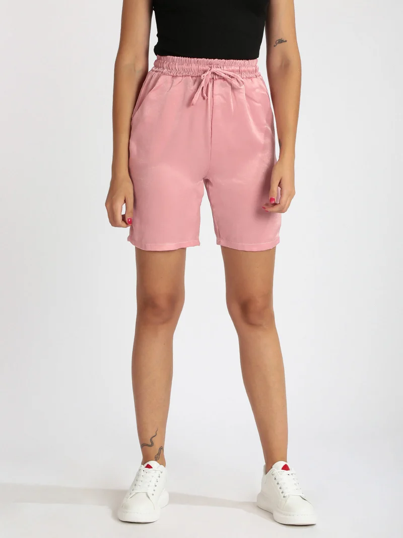 Shorts morbidi donna effetto raso - rosa
