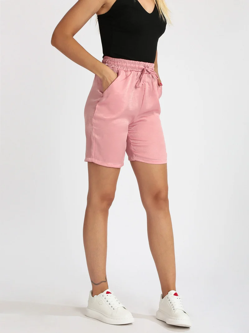 Shorts morbidi donna effetto raso - rosa