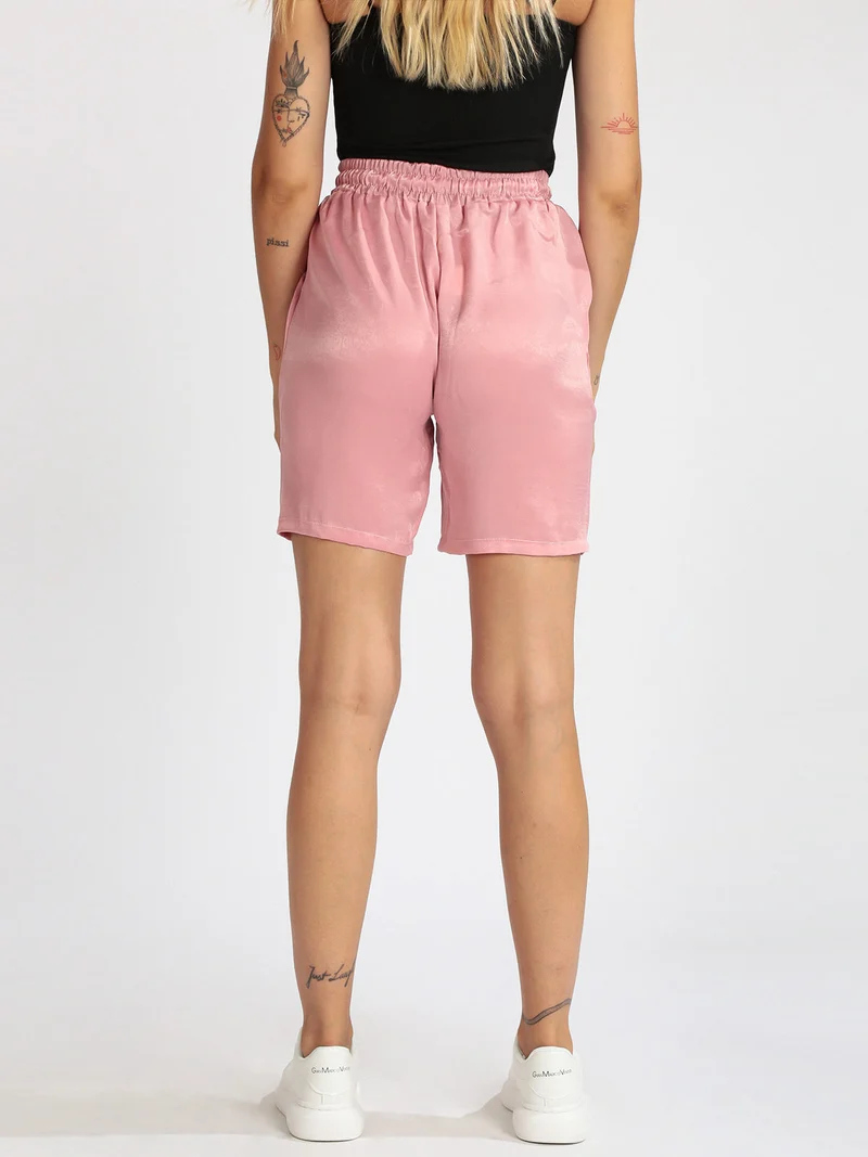 Shorts morbidi donna effetto raso - rosa