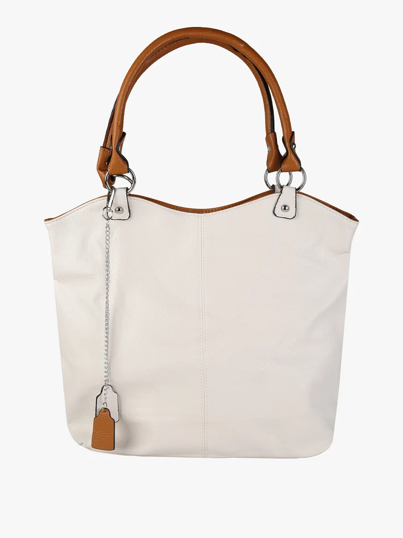 Borsa a spalla da donna in ecopelle - panna