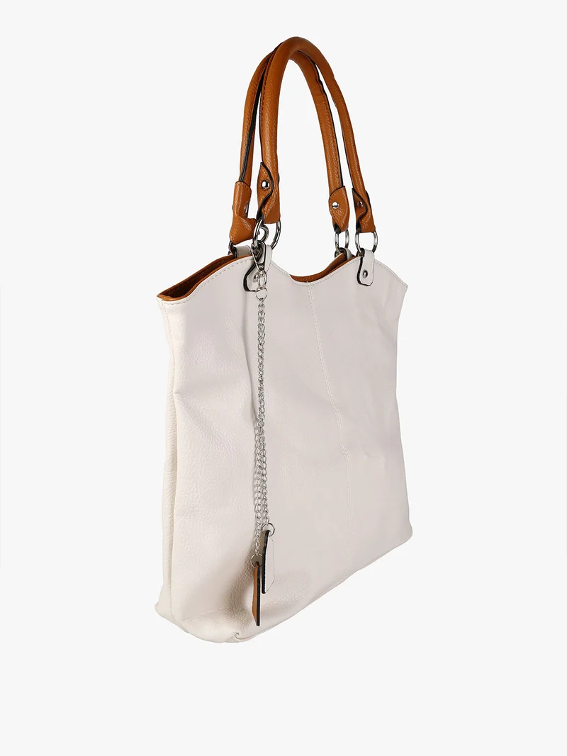 Borsa a spalla da donna in ecopelle - panna