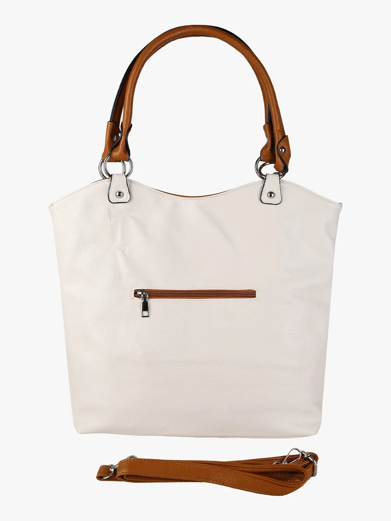 Borsa a spalla da donna in ecopelle - panna