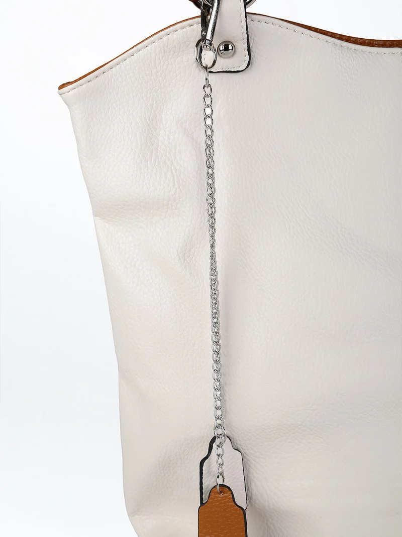 Borsa a spalla da donna in ecopelle - panna