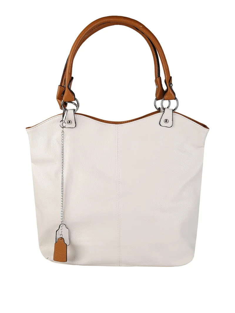 Borsa a spalla da donna in ecopelle - panna