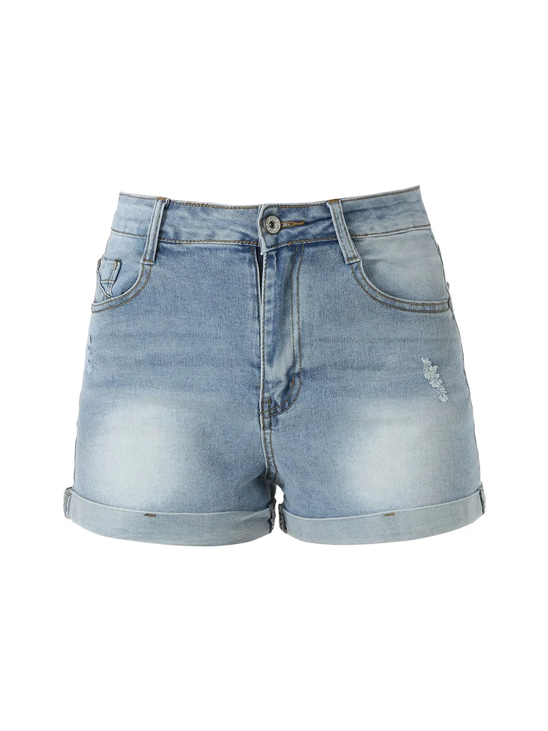 Shorts in jeans da donna a vita alta - jeans