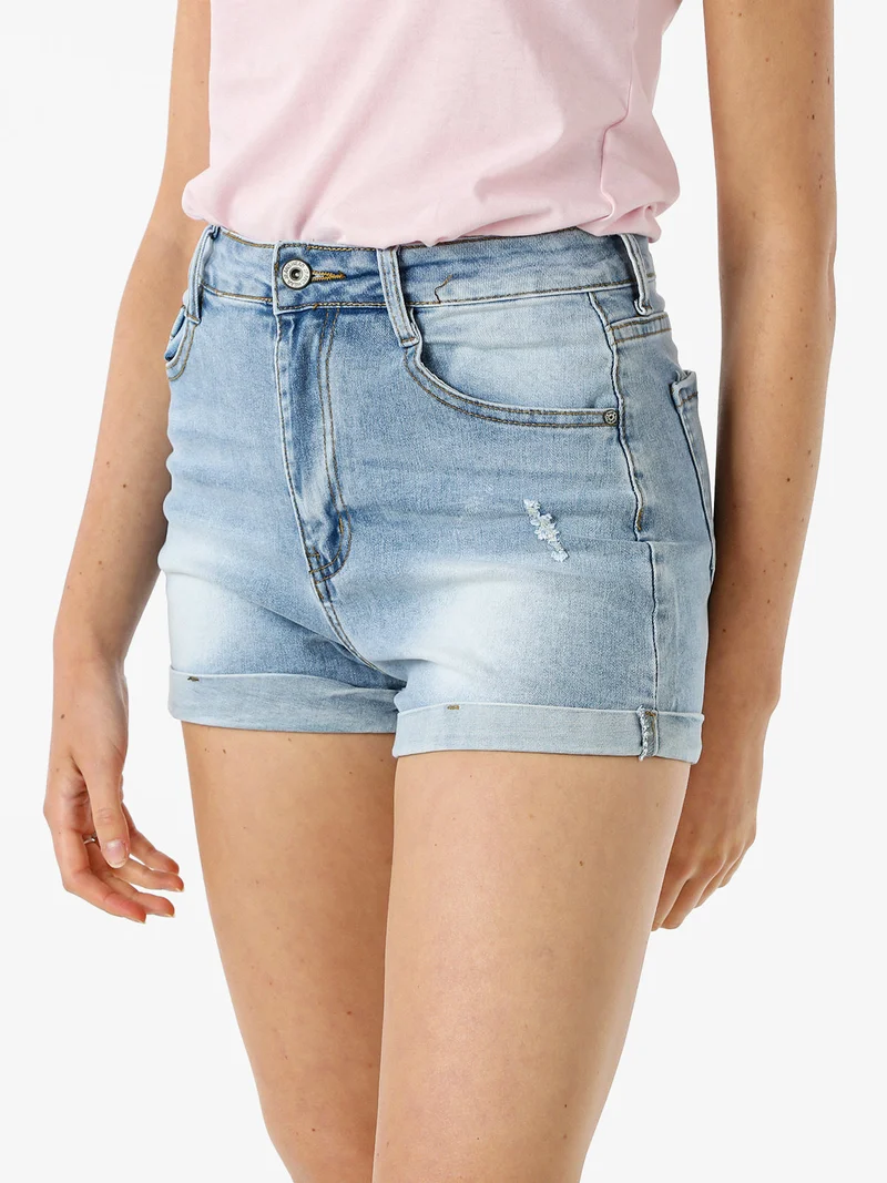 Shorts in jeans da donna a vita alta - jeans