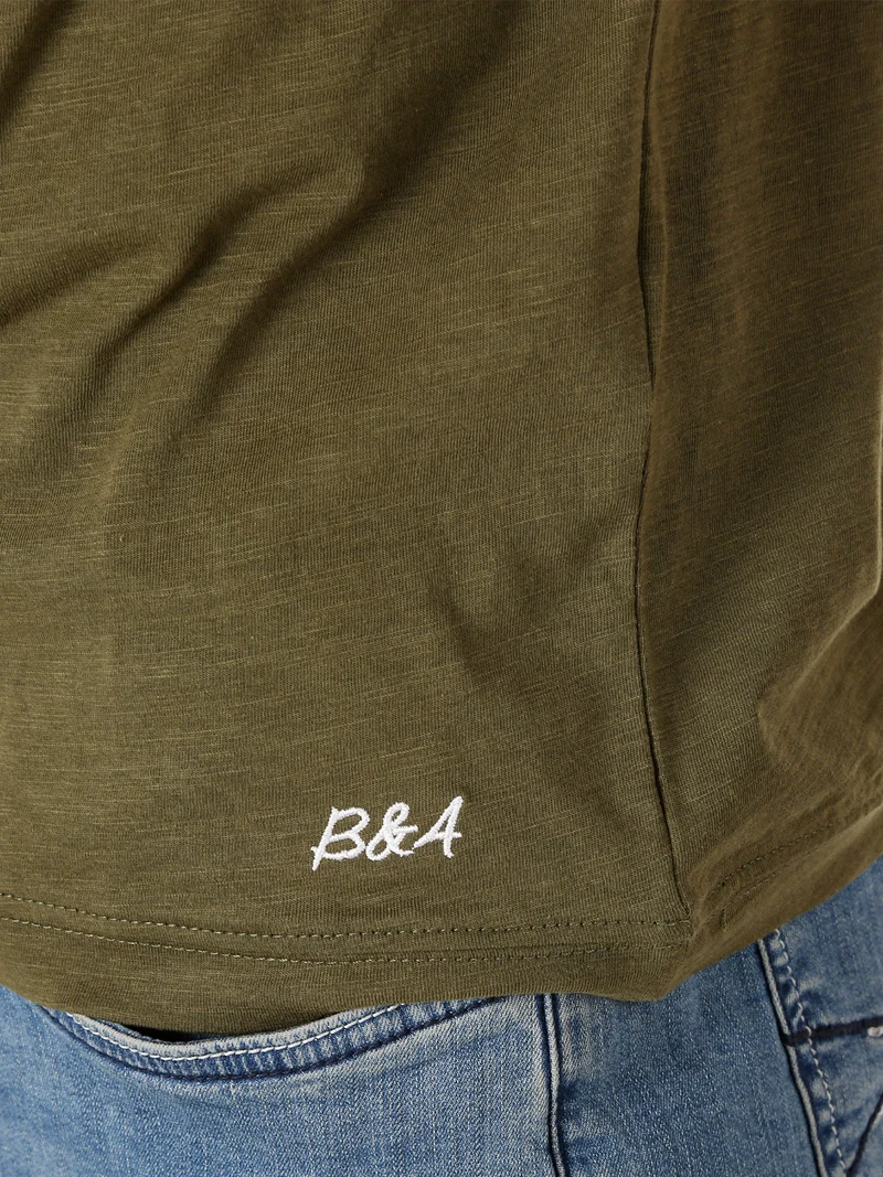 T-shirt da uomo in cotone con bottoncini - militare