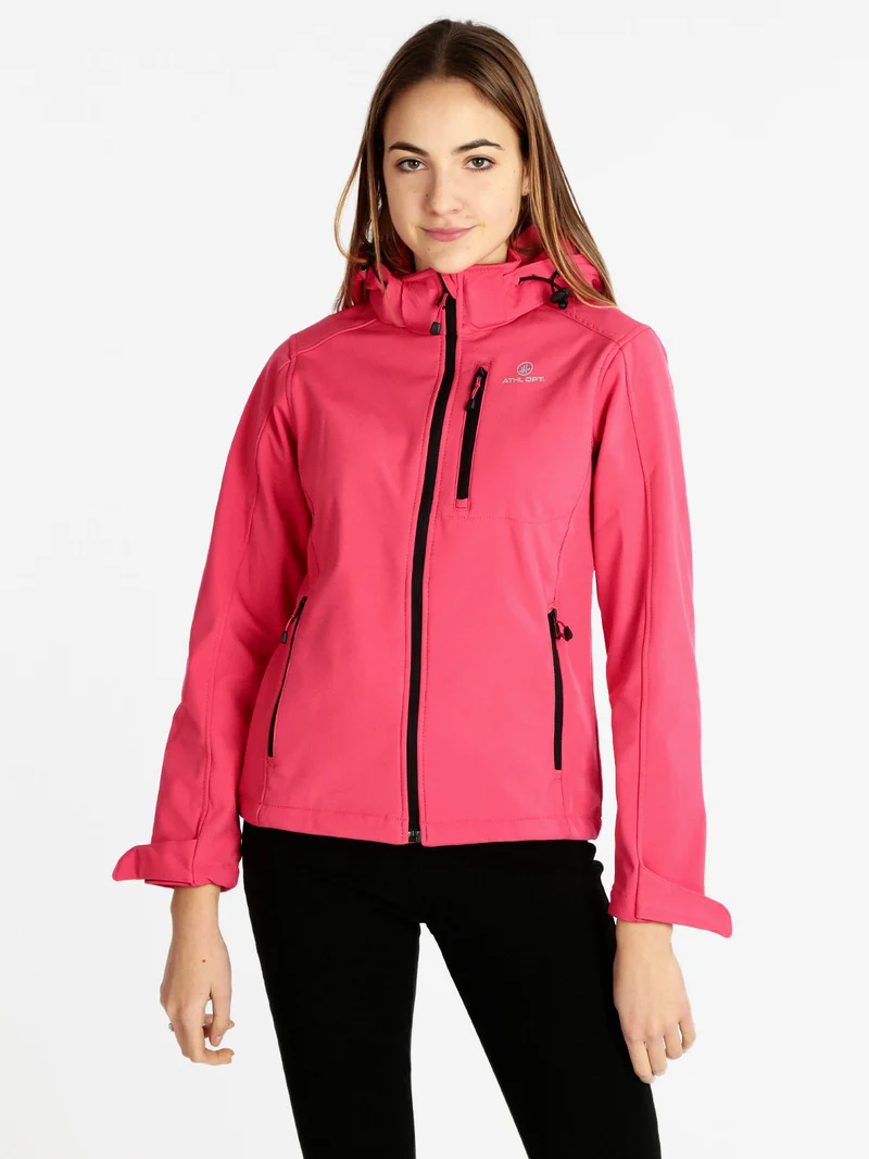 Giacca sportiva da donna con cappuccio - fucsia