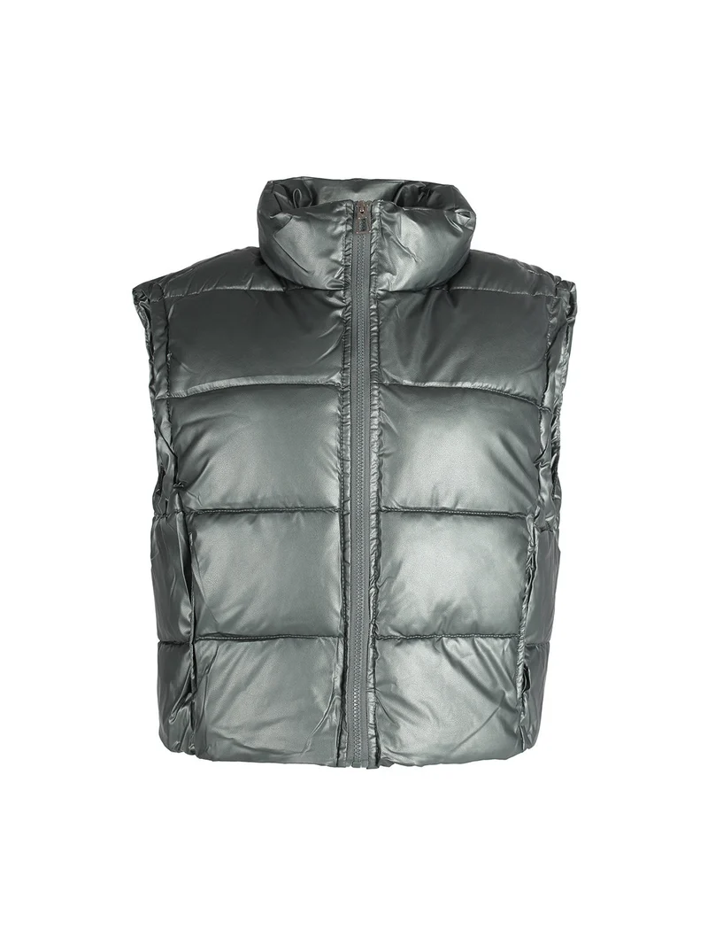Gilet donna trapuntato con zip - verde