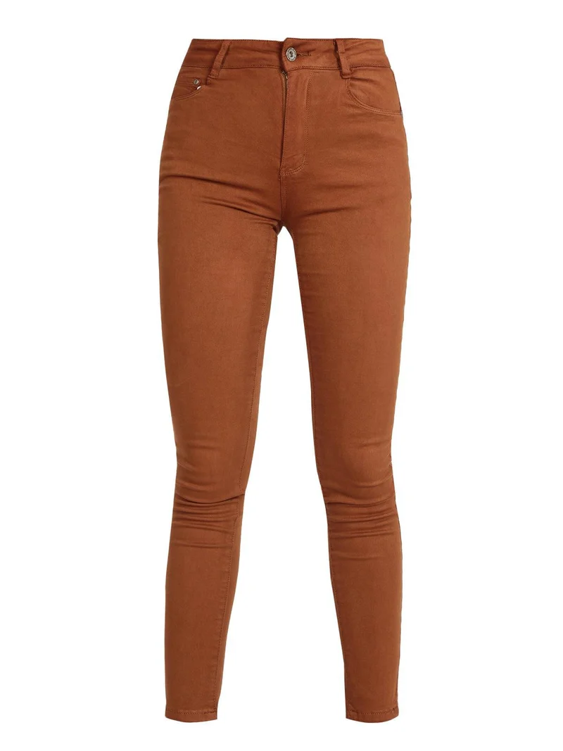 Pantaloni push up a vita alta - cammello