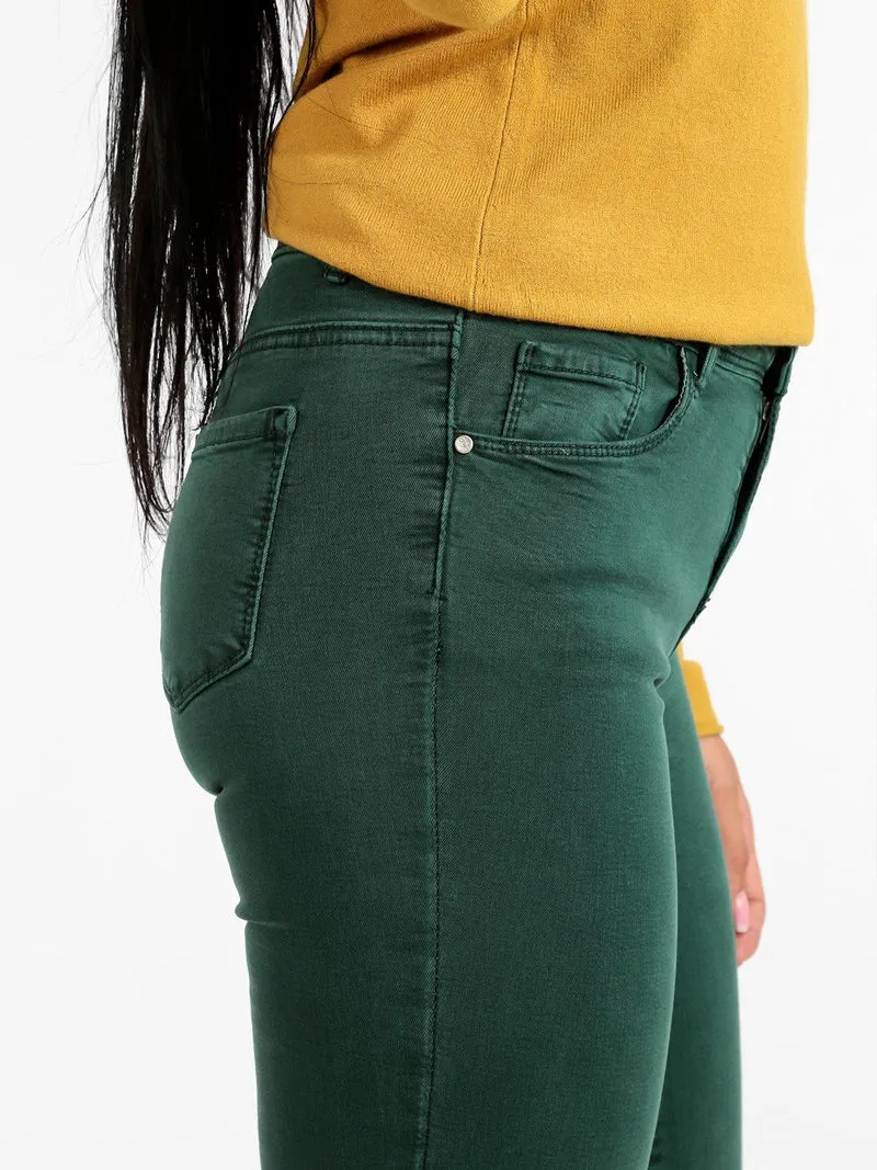 Pantaloni donna skinny con strappi - verde