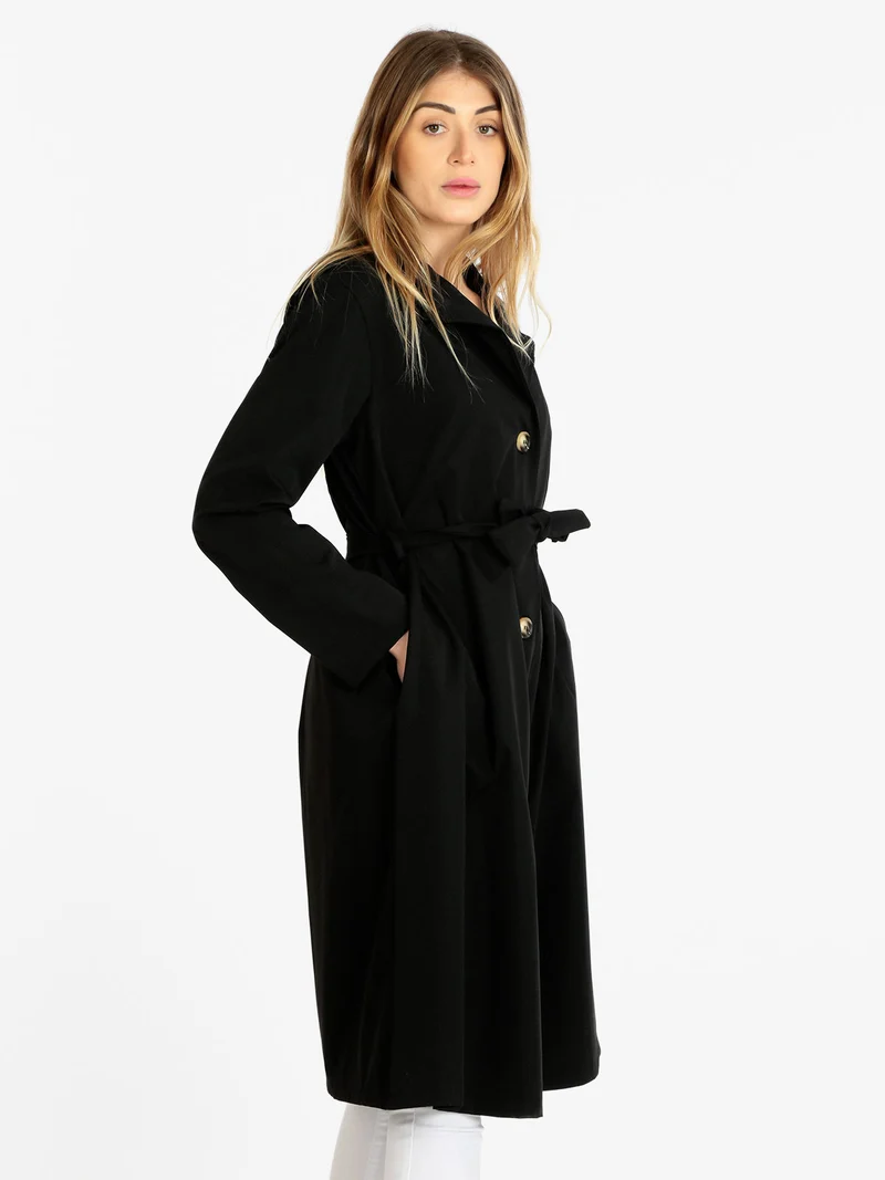 Trench leggero donna con cintura - nero