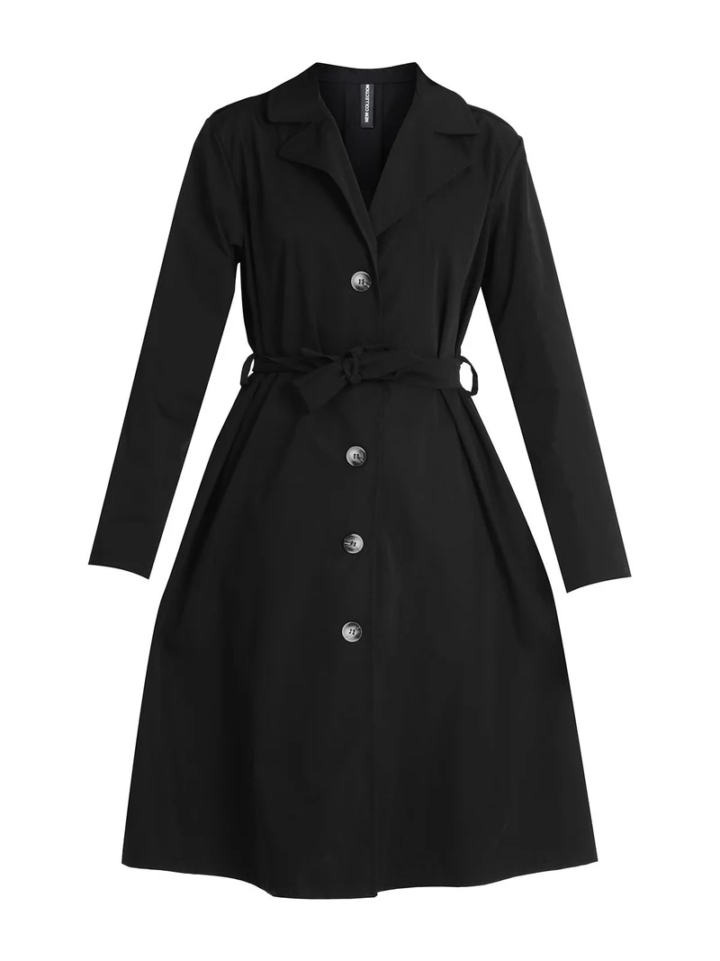Trench leggero donna con cintura - nero