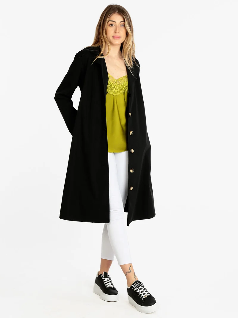 Trench leggero donna con cintura - nero